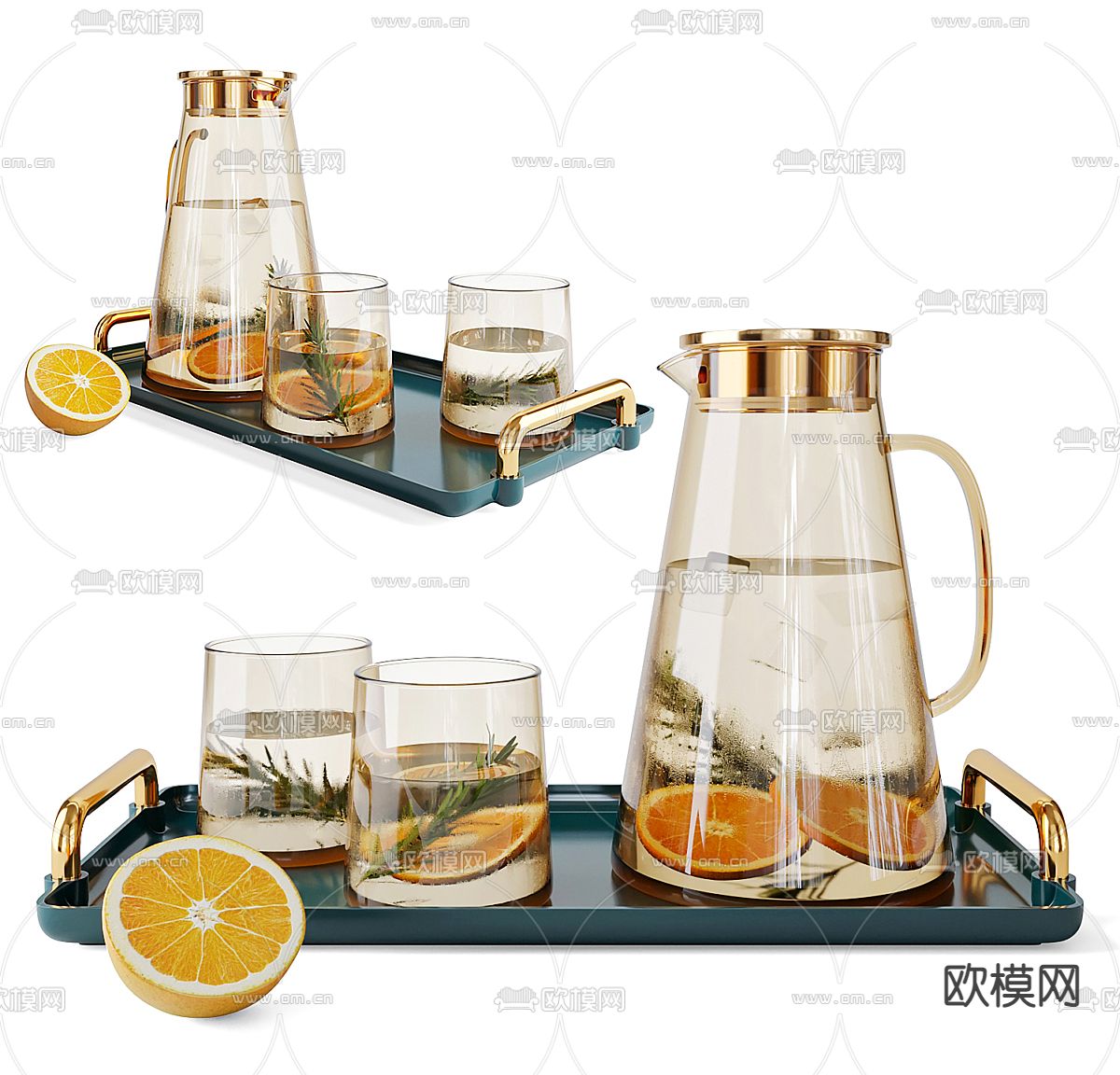 茶盘 水果茶 下午茶3d模型下载（渲染图1）