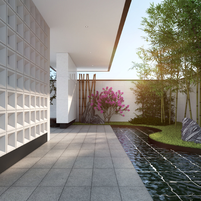  现代庭院景观su模型 