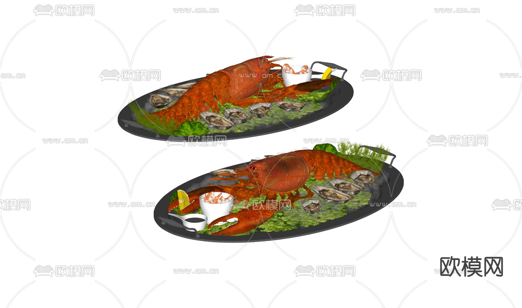 波士顿龙虾 海鲜生蚝su模型下载（渲染图2）