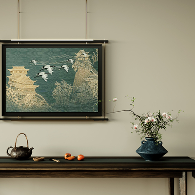 新中式装饰画su模型