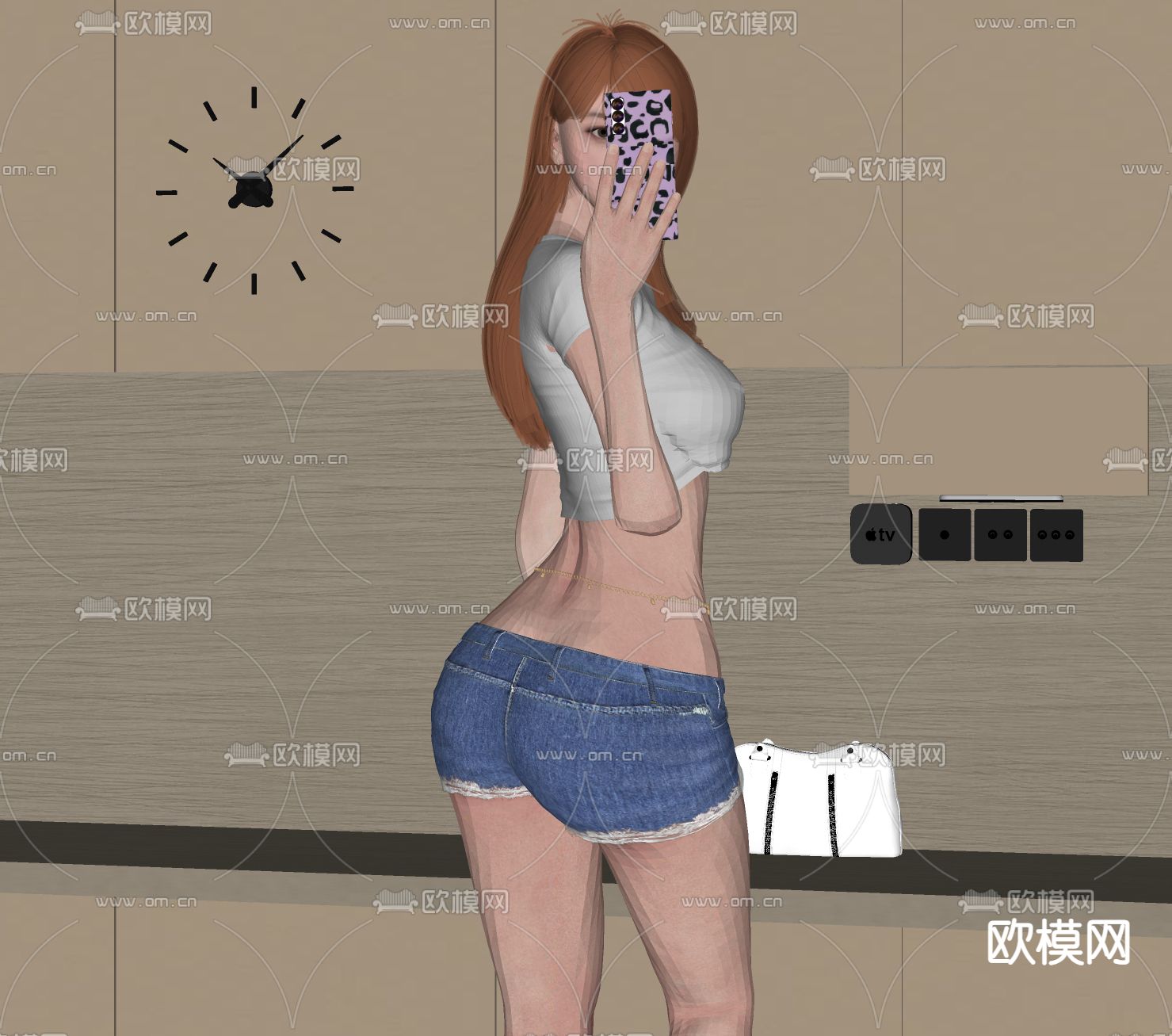 女人 拍照女人su模型下载（渲染图2）