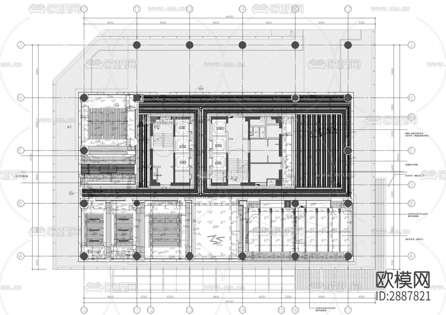 高档办公楼会议中心CAD施工图下载（渲染图7）