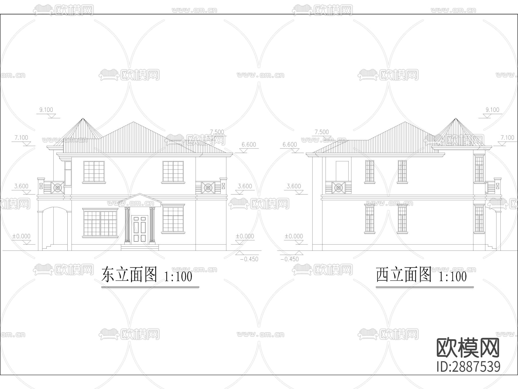农村自建房，农村自建别墅cad施工图下载（渲染图3）