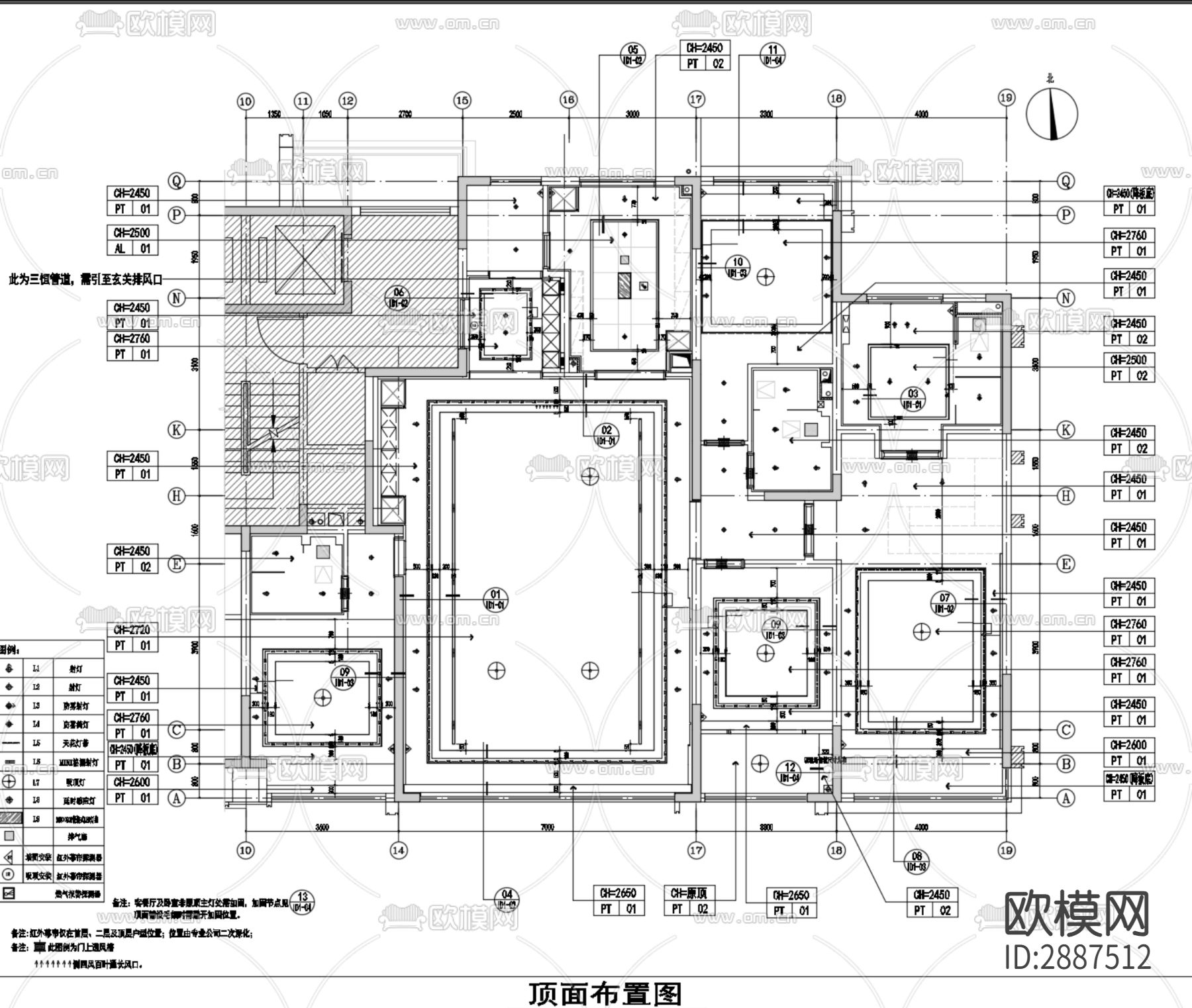 240m²样板房cad施工图下载（渲染图2）