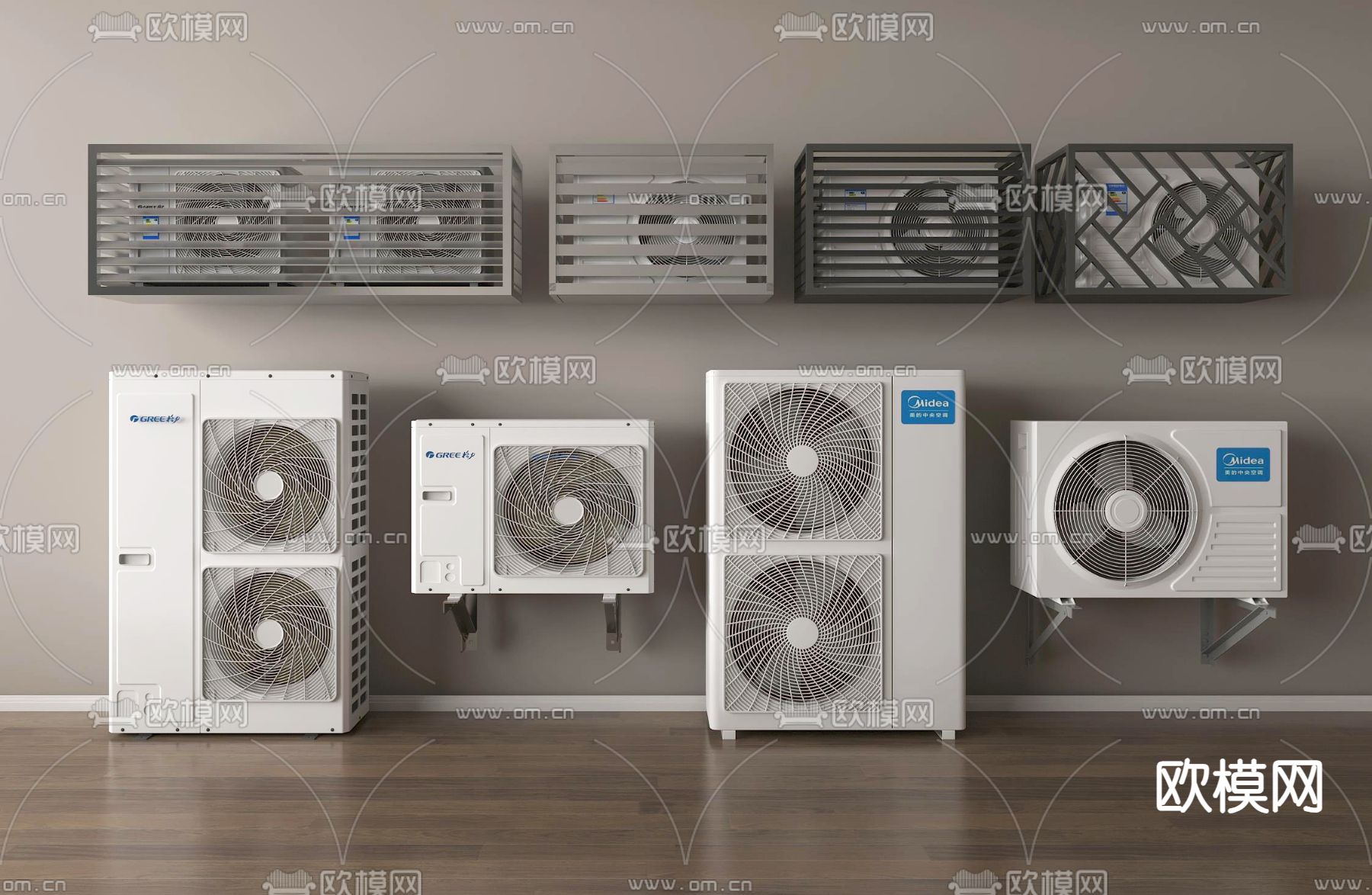 空调外机 空调 空调架子su模型下载（渲染图1）