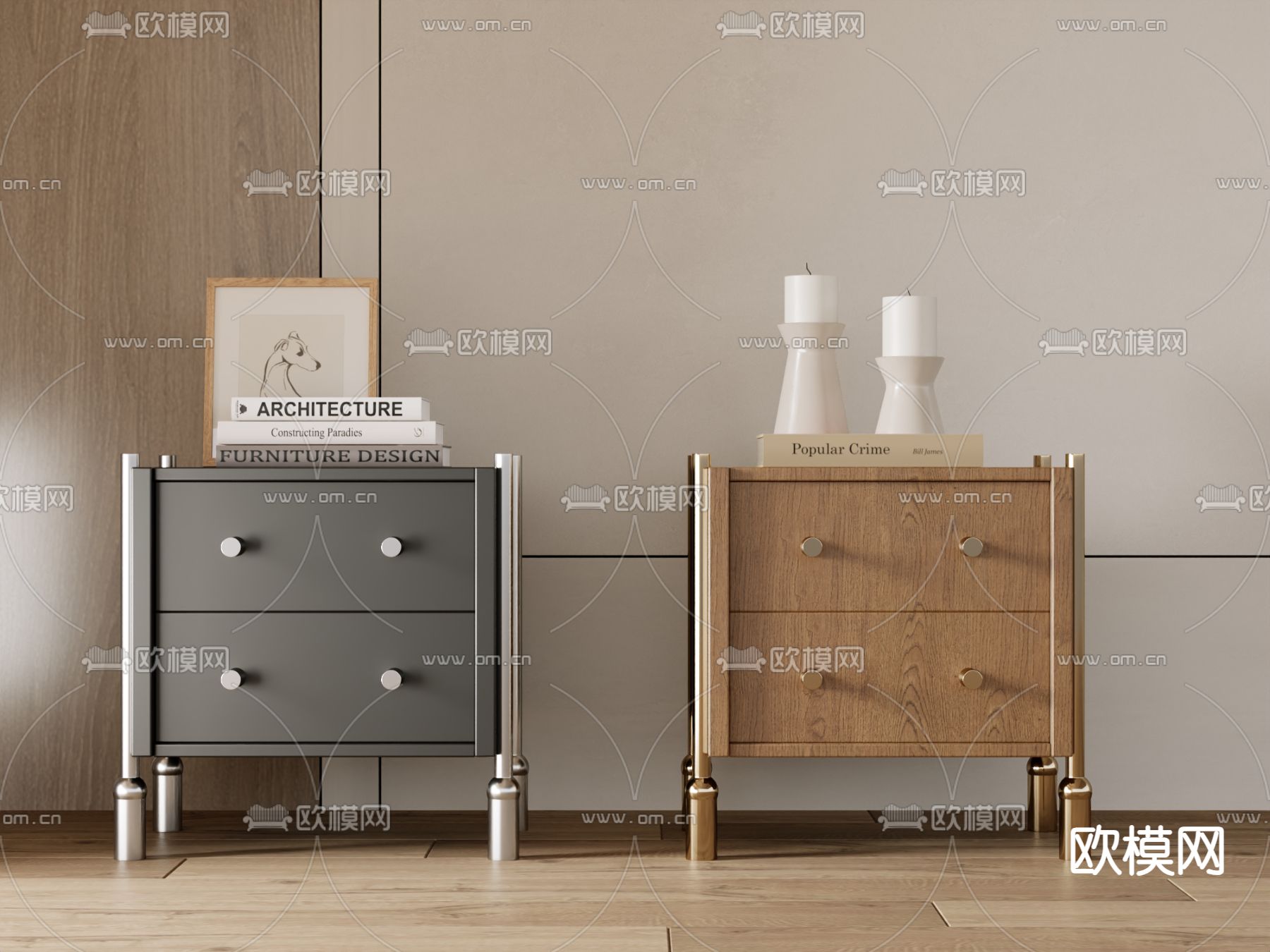 轻奢床头柜3d模型下载