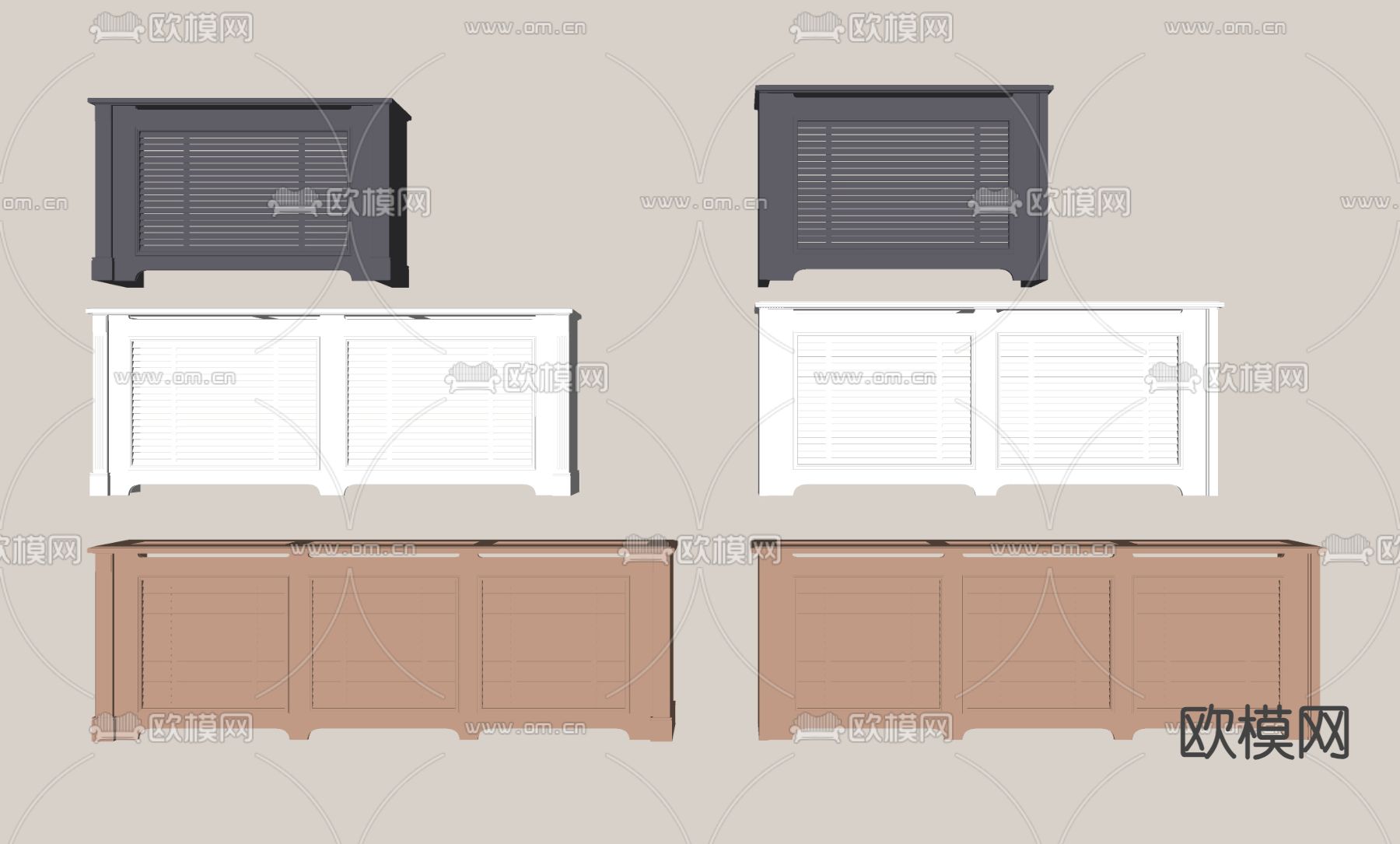 暖气罩 暖气片 散热器su模型下载（渲染图2）