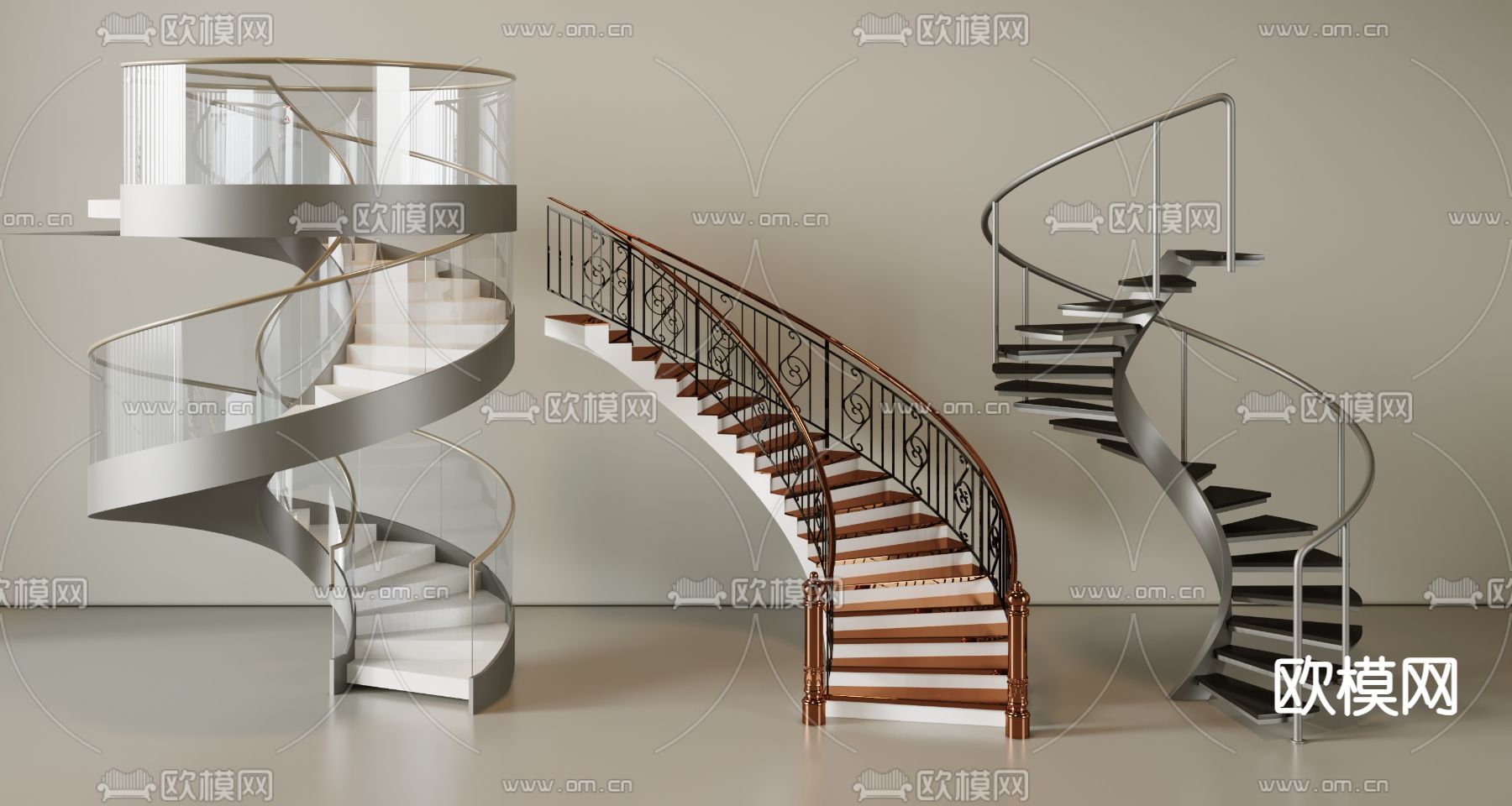 环形楼梯su模型下载（渲染图2）