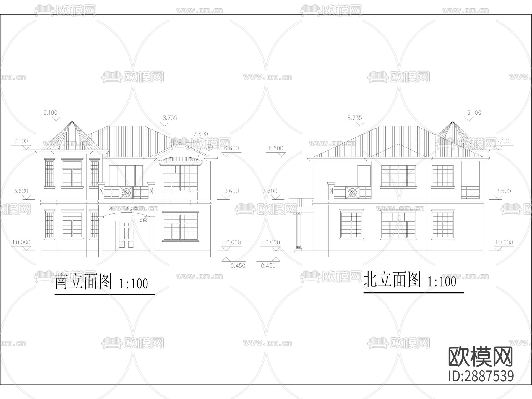农村自建房，农村自建别墅cad施工图下载（渲染图2）