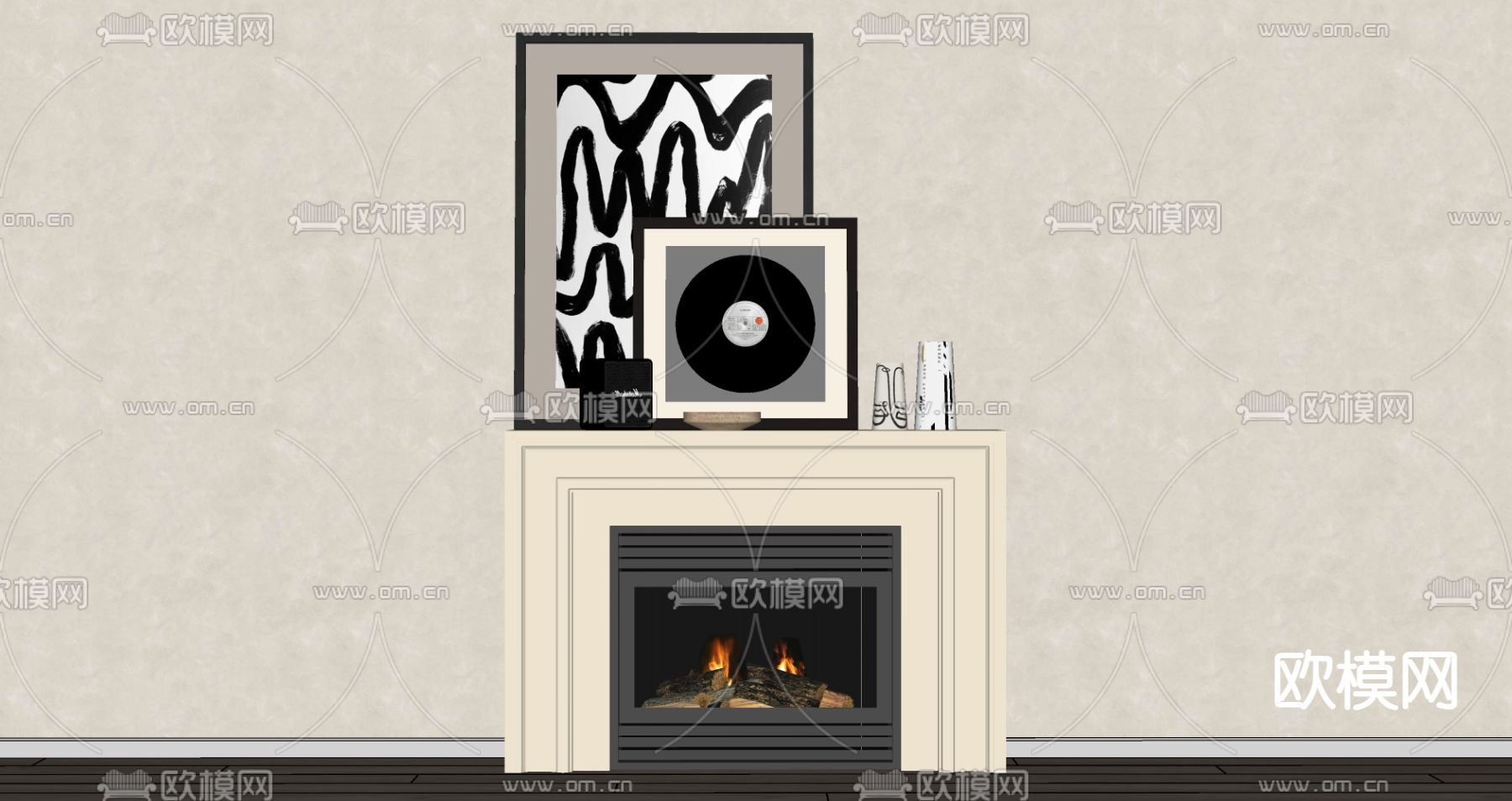简欧壁炉su模型下载（渲染图2）