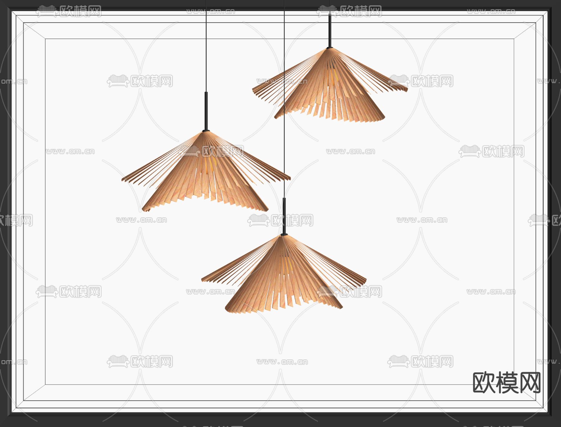 东南亚吊灯 编织吊灯su模型下载（渲染图2）