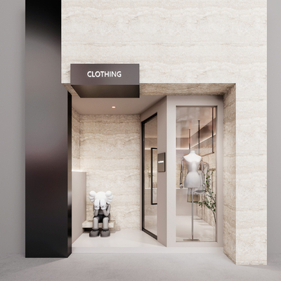  服装店 门头门面su模型 