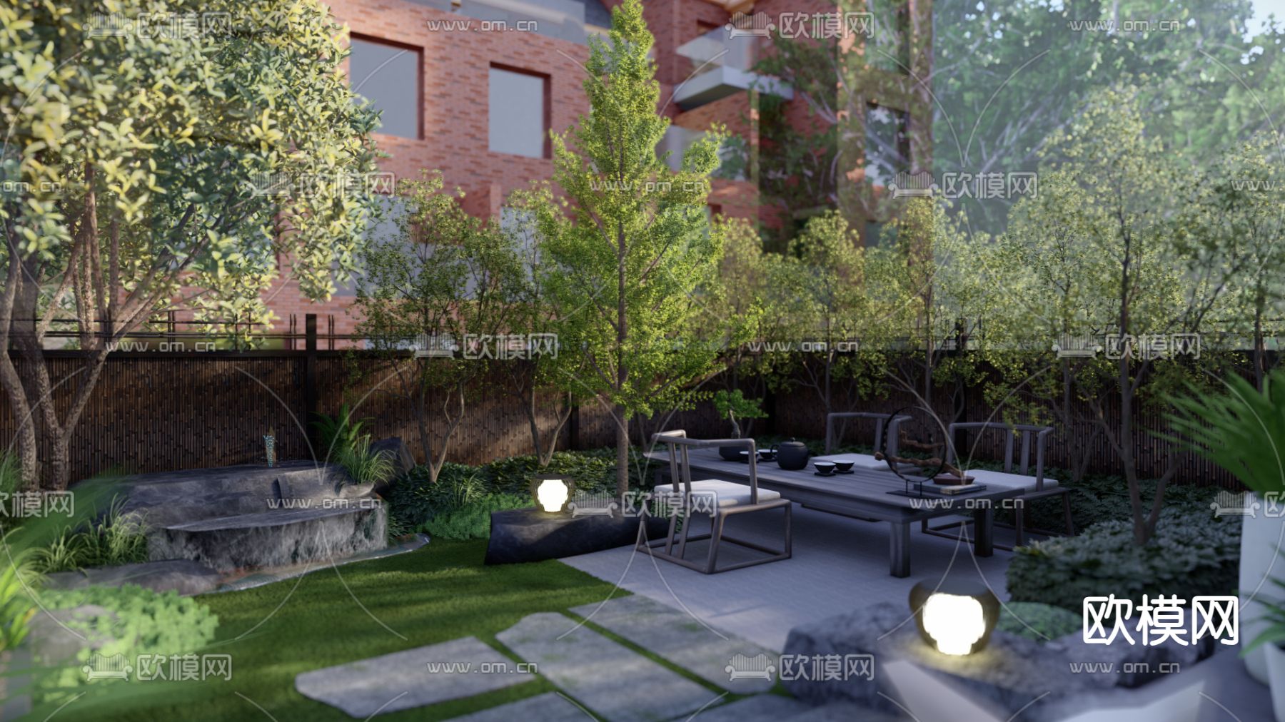 日式庭院su模型下载（渲染图5）