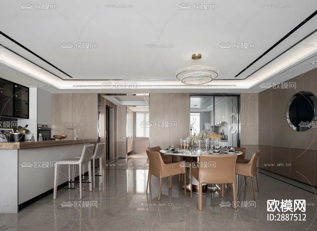 240m²样板房cad施工图下载（渲染图5）