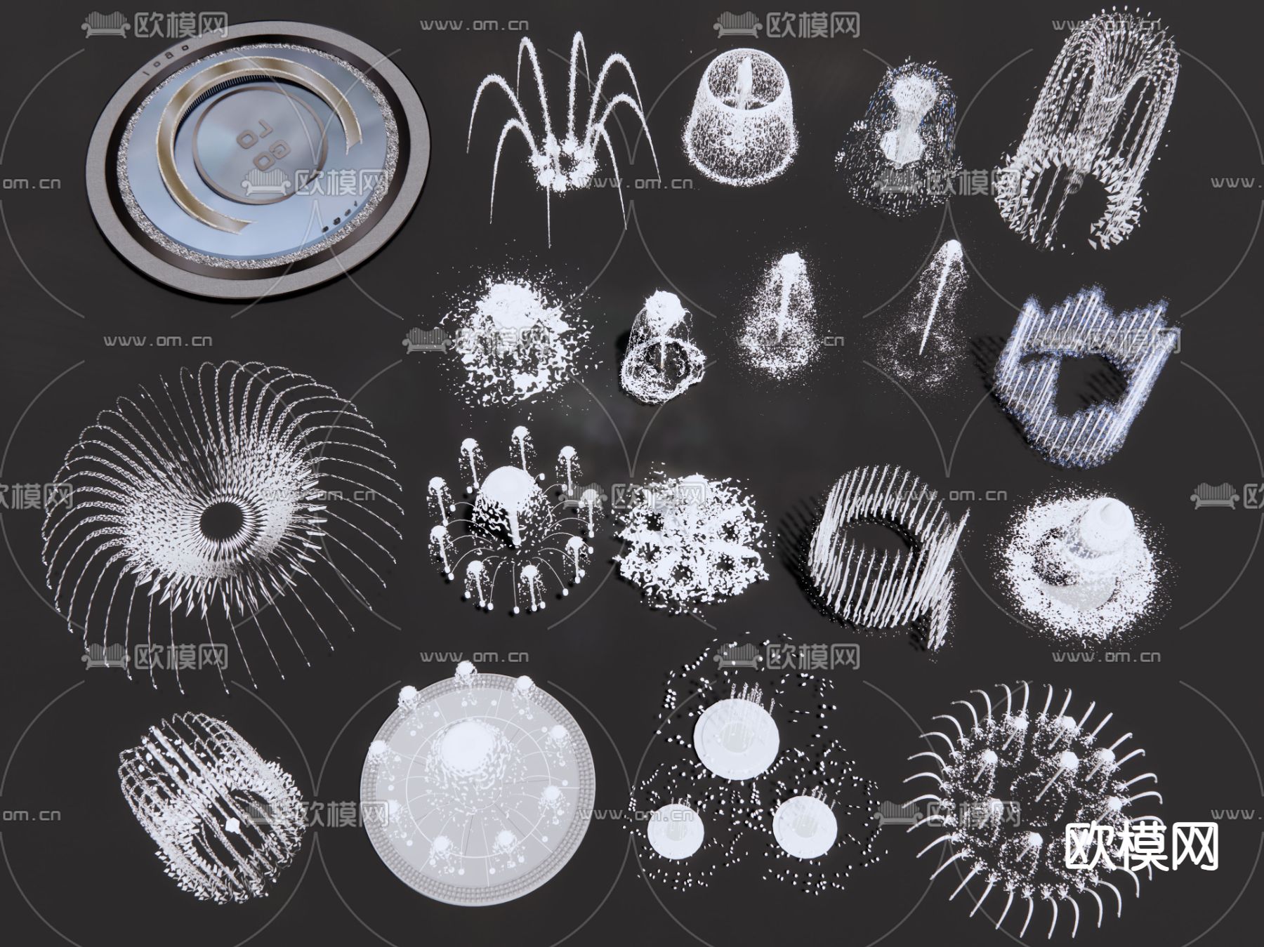 喷泉 涌泉 商业街互动水3d模型下载