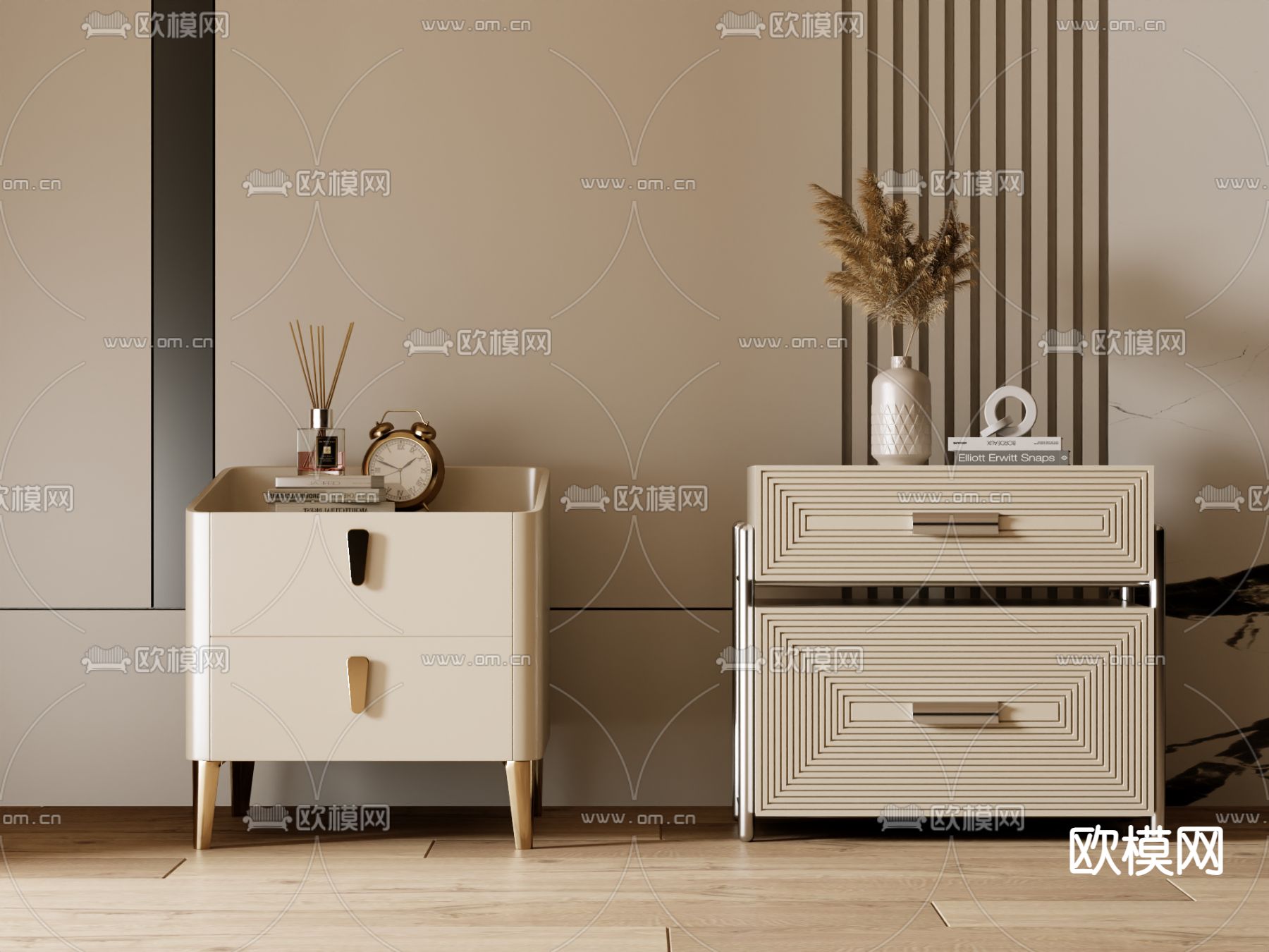 轻奢床头柜3d模型下载