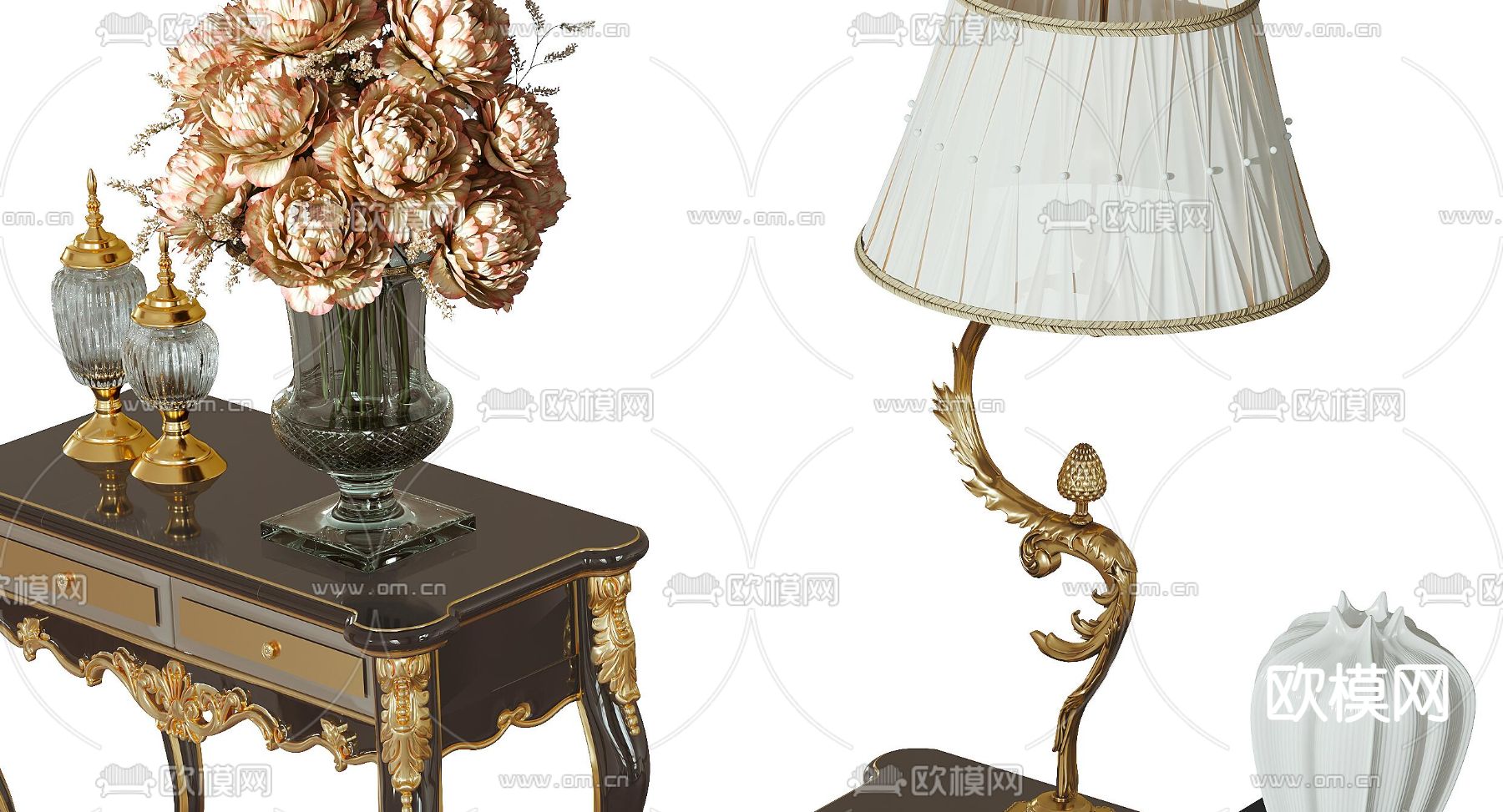 欧式床头柜3d模型下载（渲染图3）