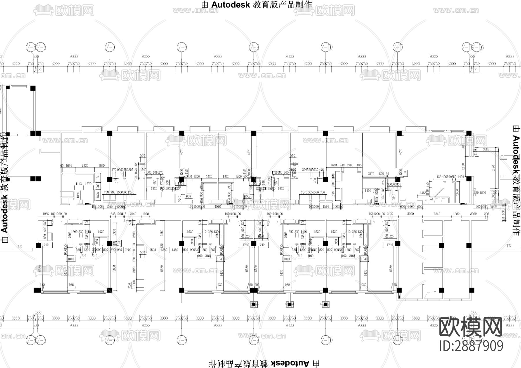 酒店宾馆客房CAD平面图下载（渲染图3）