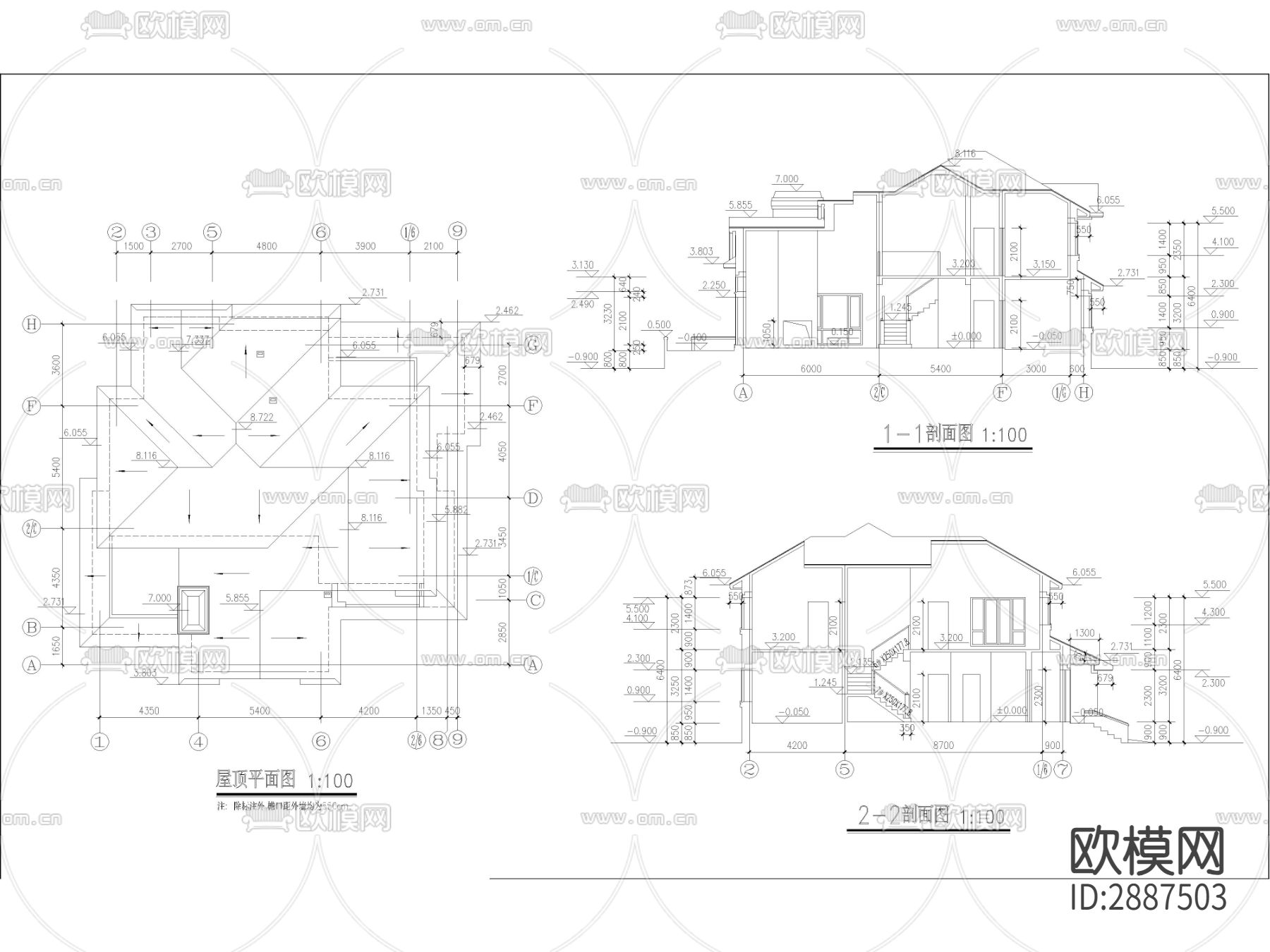 农村自建房 独栋别墅CAD施工图下载（渲染图4）