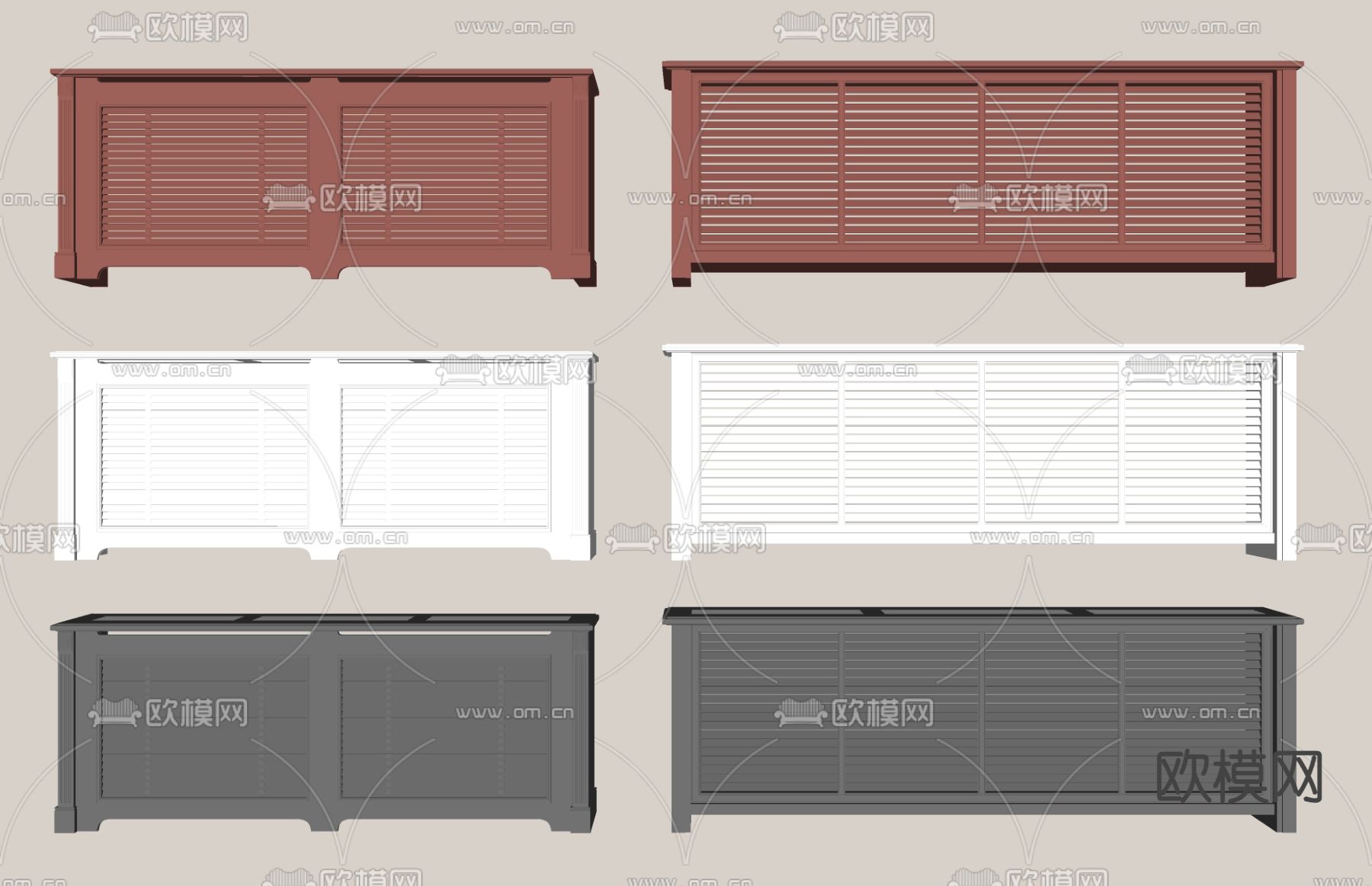 暖气罩 暖气片 散热器su模型下载（渲染图2）