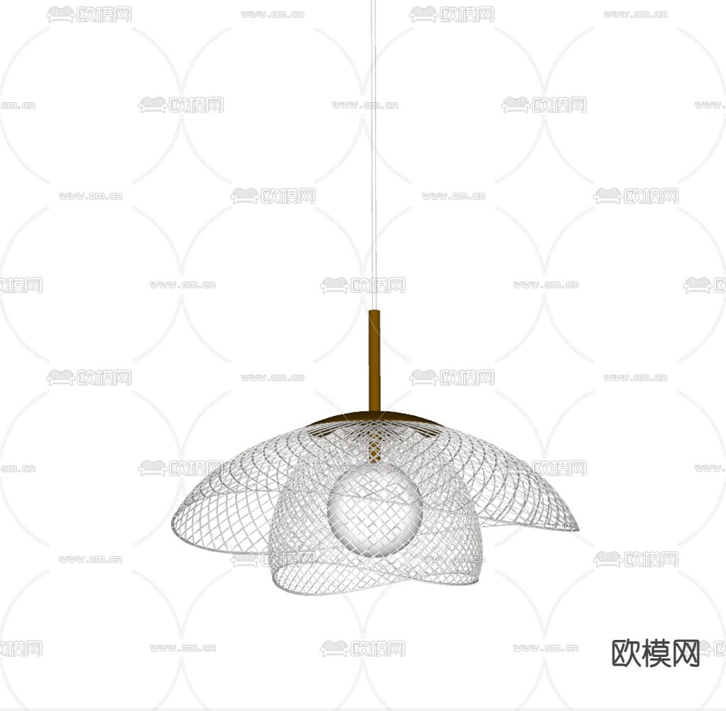 新中式编织吊灯su模型下载（渲染图2）