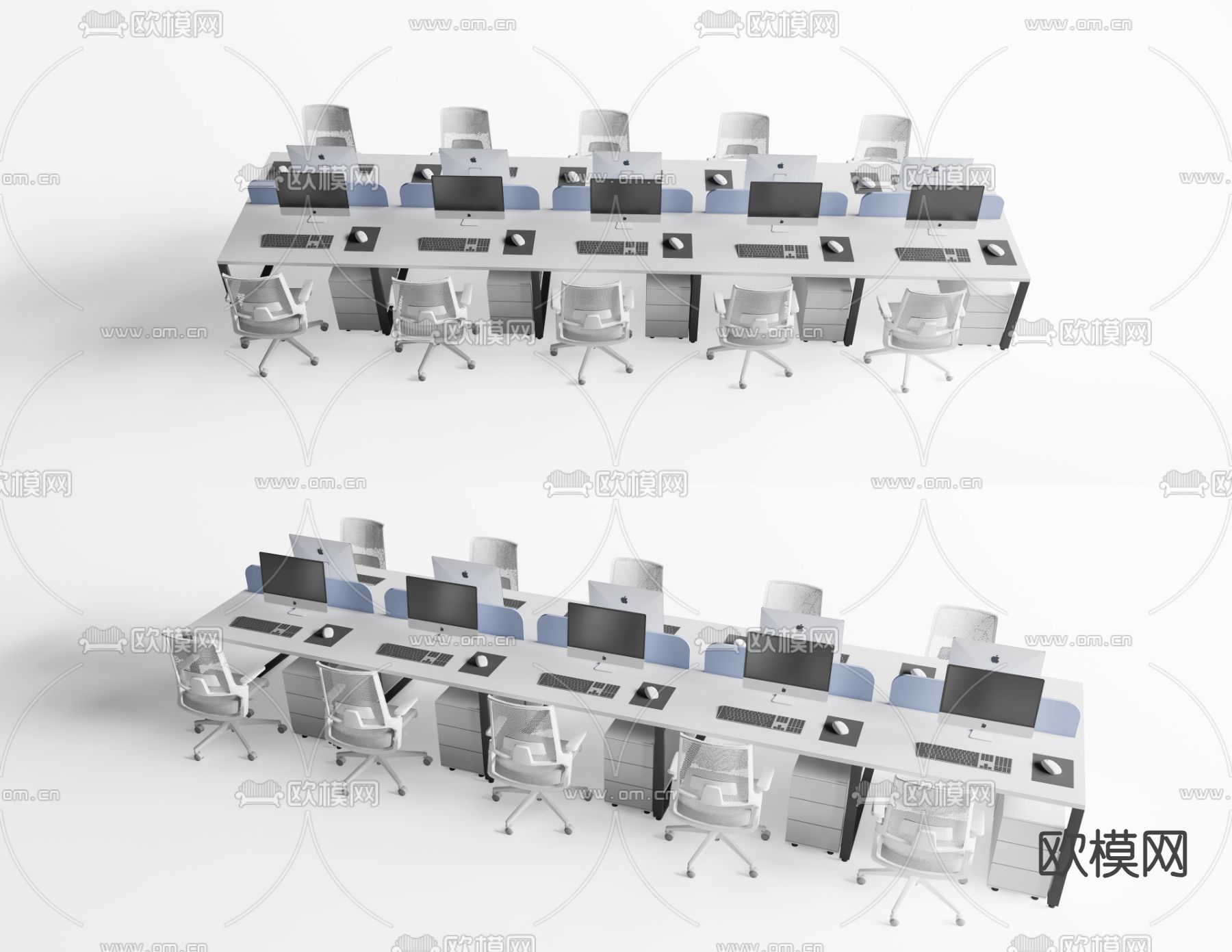 办公桌 岗位 工位3d模型下载