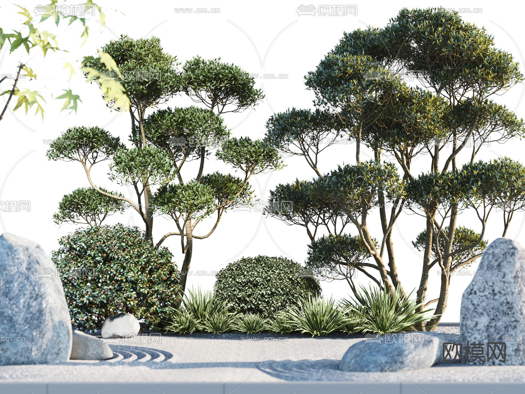 植物堆 灌木 松树3d模型下载