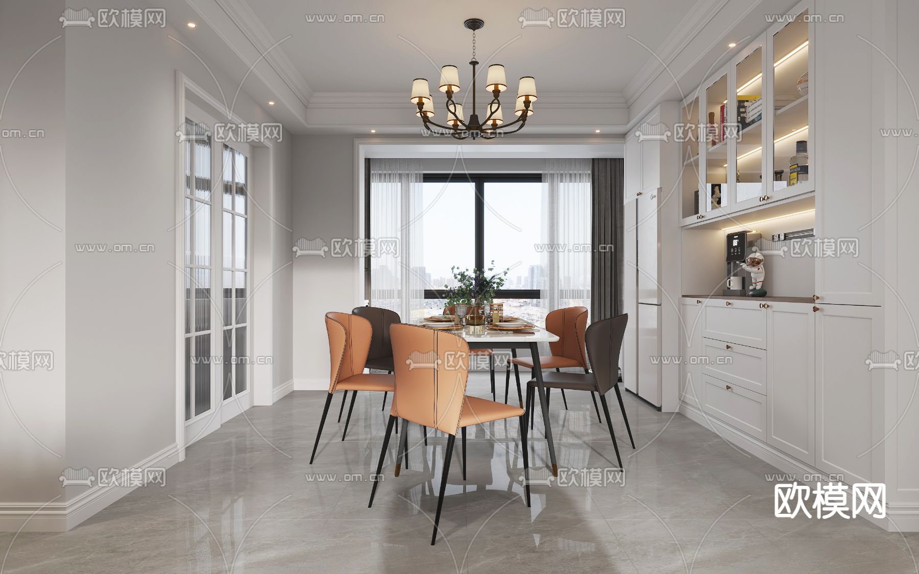 美式客厅 餐厅3d模型下载（渲染图6）