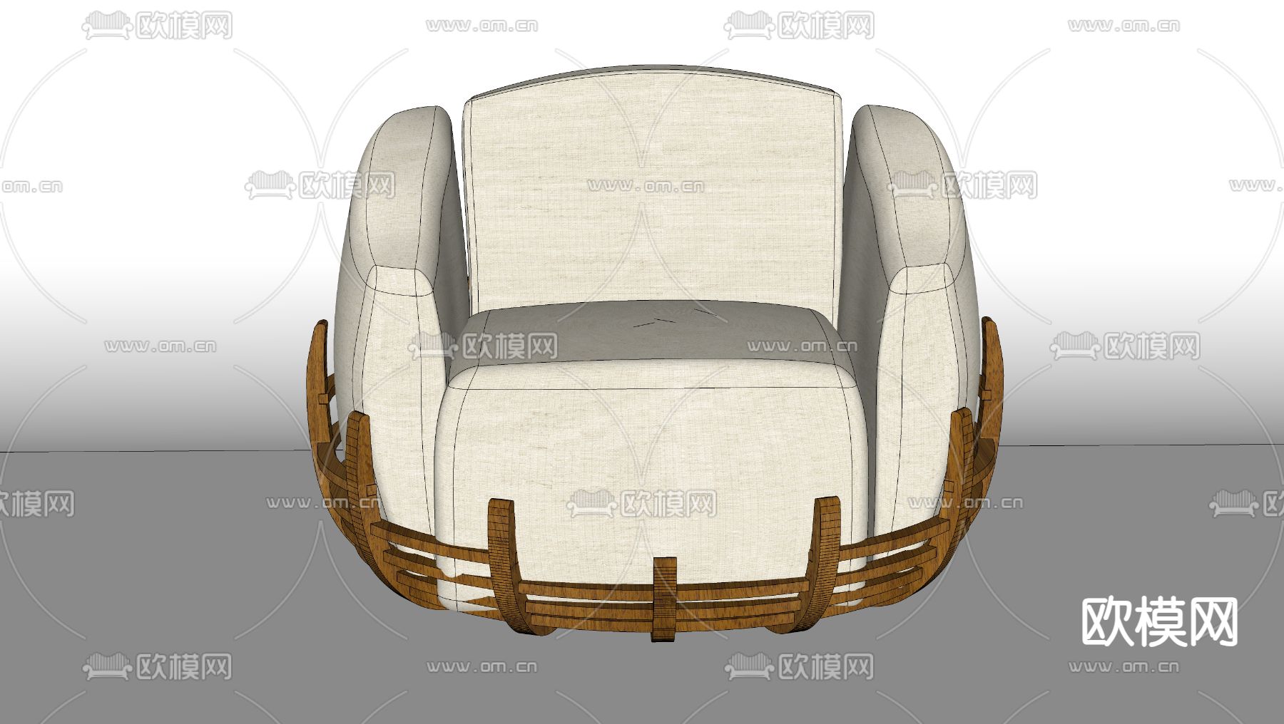 单人沙发su模型下载（渲染图2）
