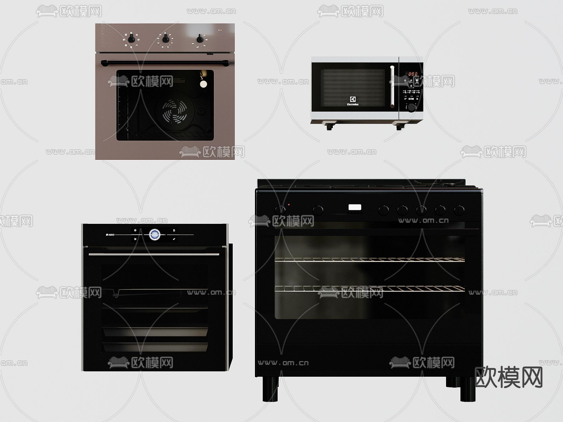 厨房设备 烤箱柜 消毒柜su模型下载（渲染图1）