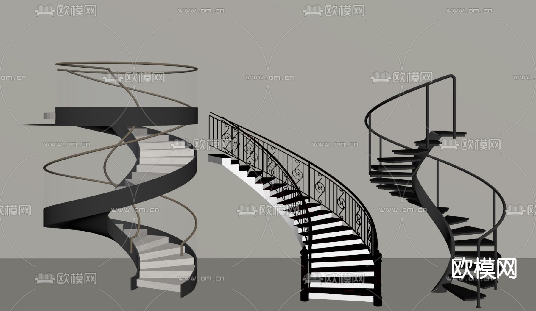 环形楼梯su模型下载（渲染图1）