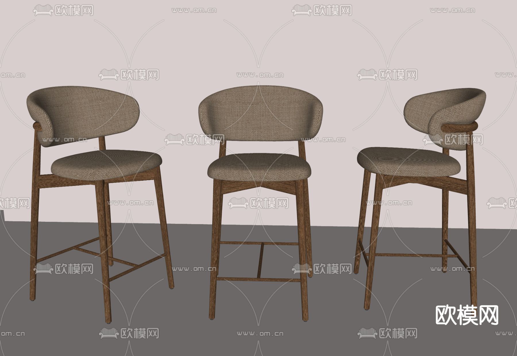 侘寂风吧椅su模型下载（渲染图2）