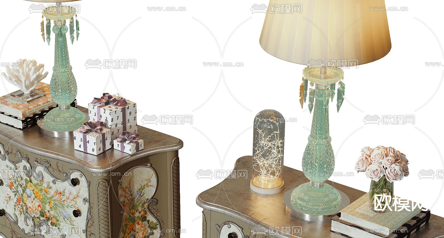 欧式床头柜3d模型下载（渲染图3）