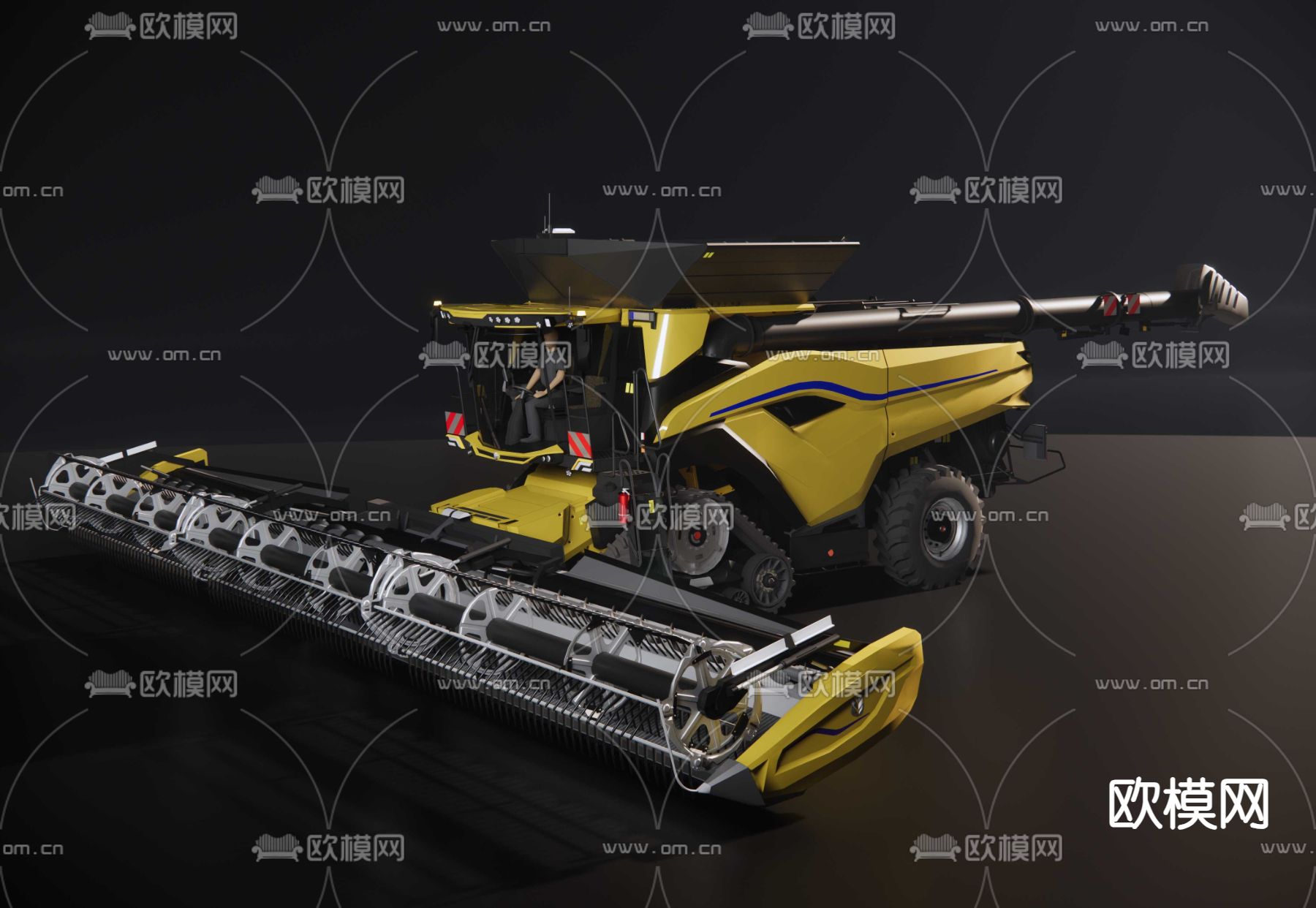 联合收割机su模型下载（渲染图1）