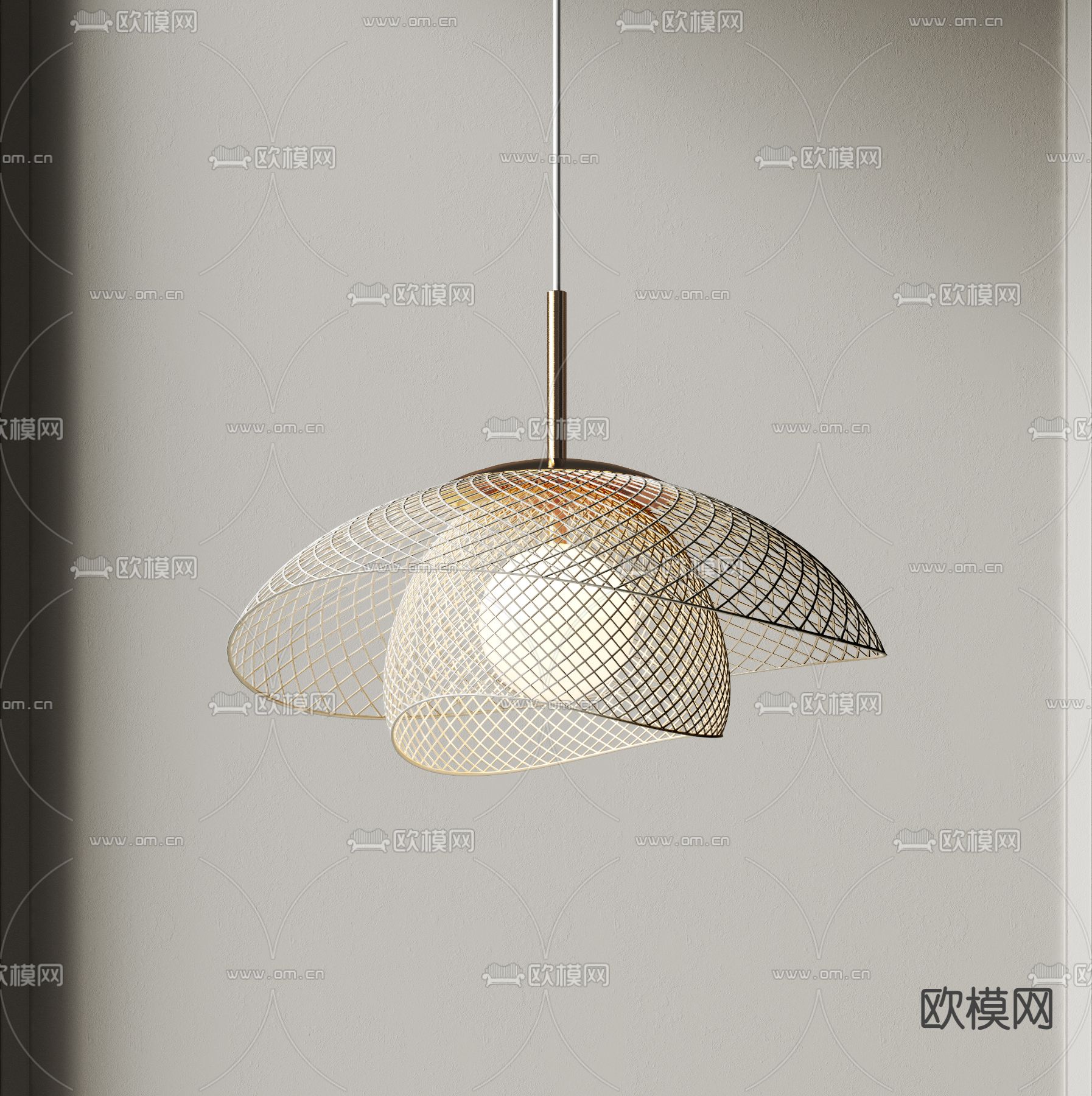 新中式编织吊灯su模型下载（渲染图1）