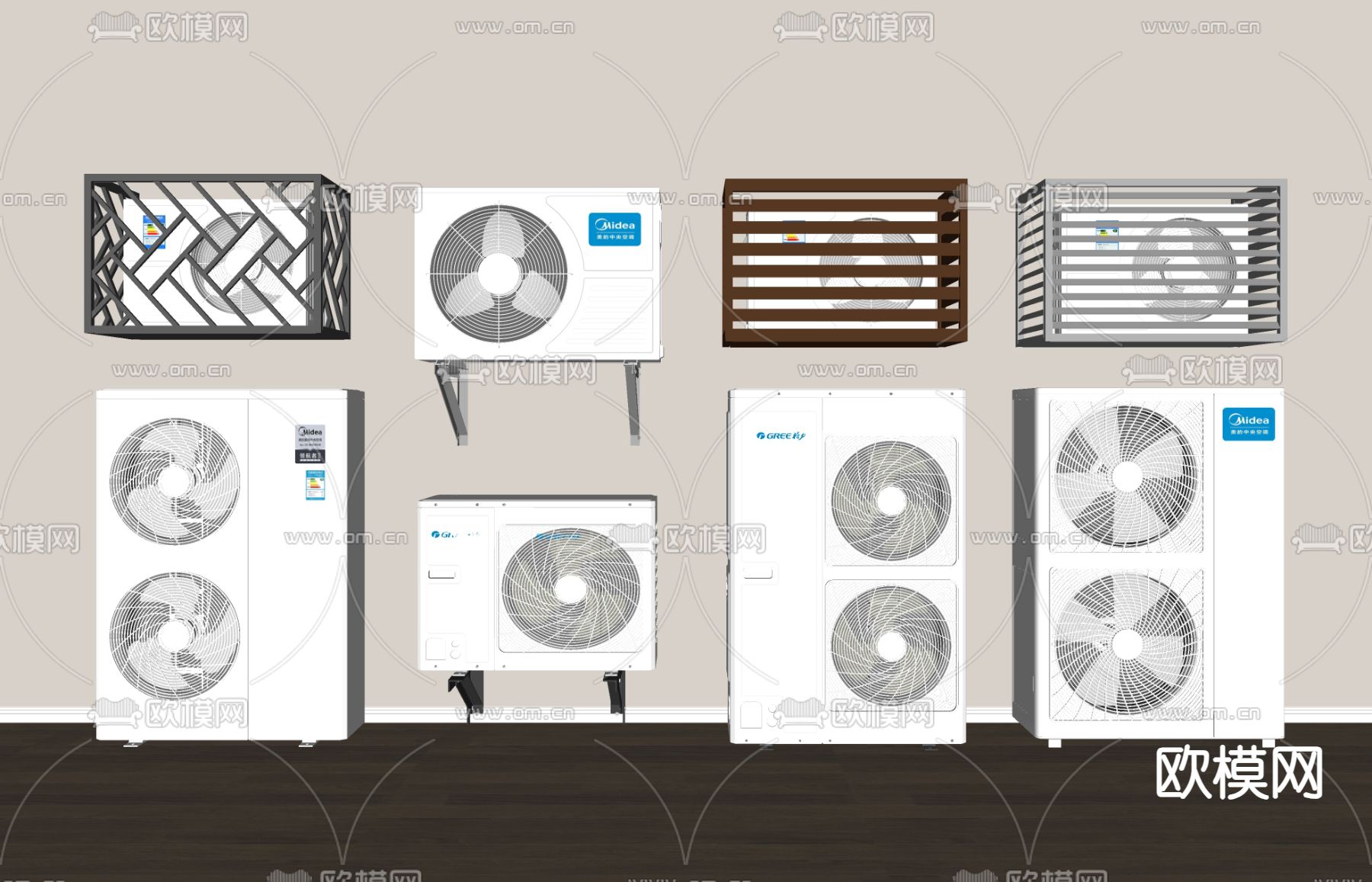 空调外机 空调 空调架子su模型下载（渲染图2）