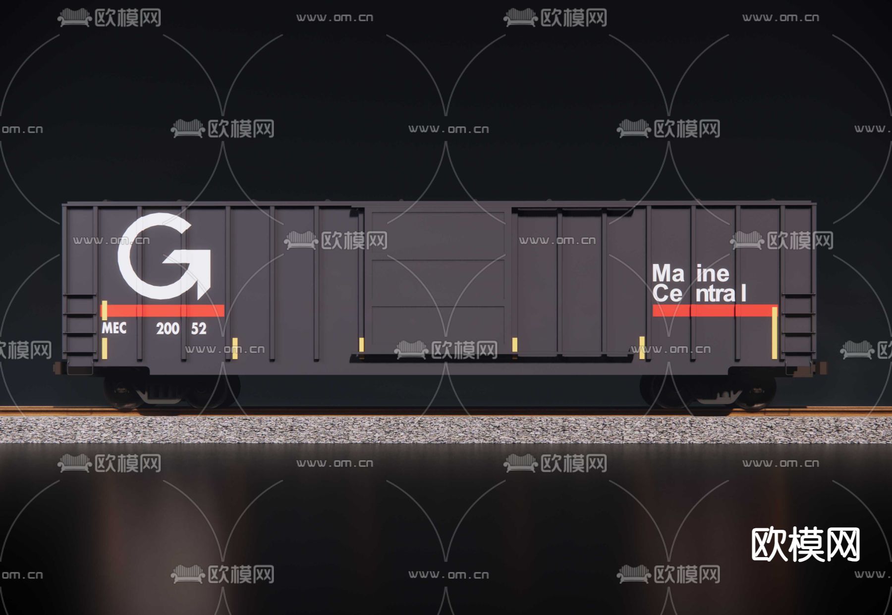 火车 货车车厢su模型下载（渲染图1）