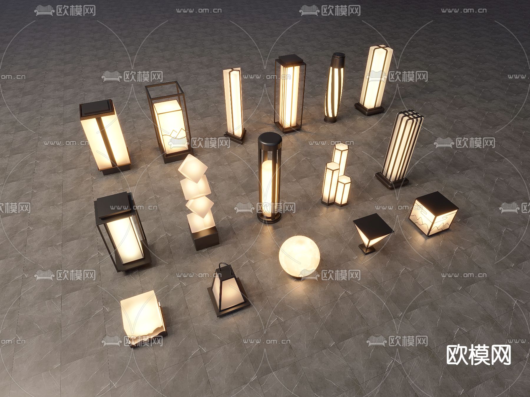 现代景观灯 户外灯su模型下载（渲染图1）