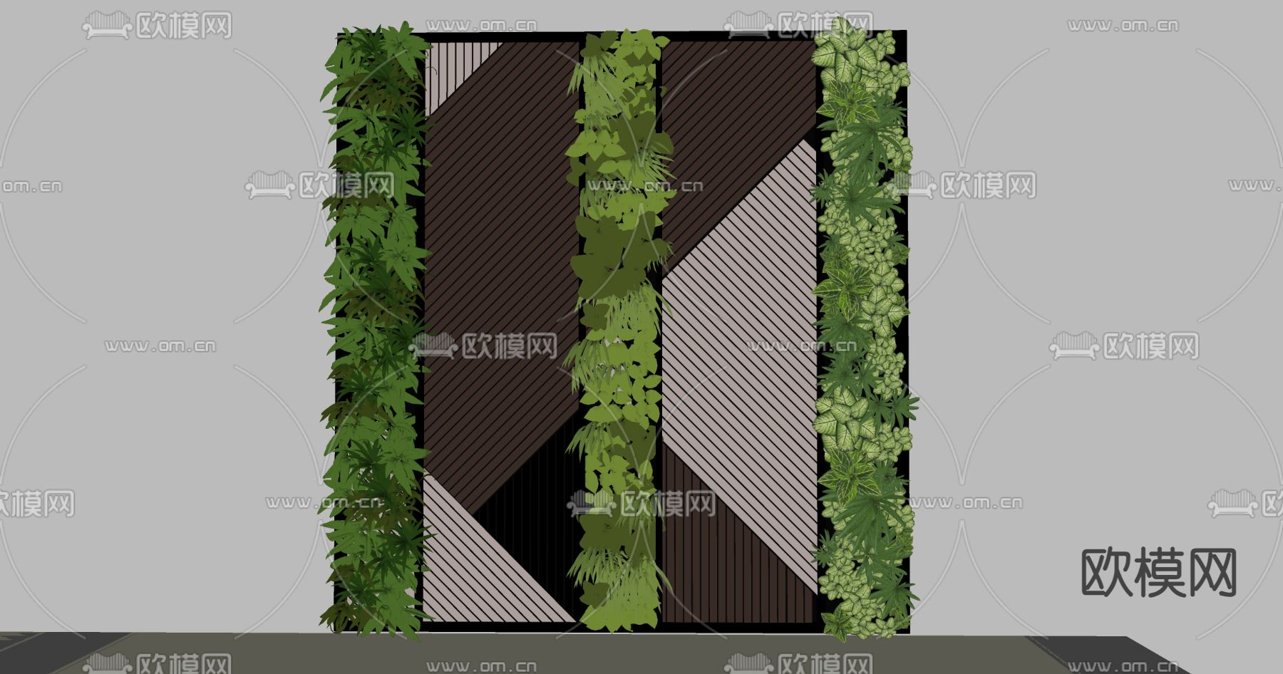现代绿植墙su模型下载（渲染图2）