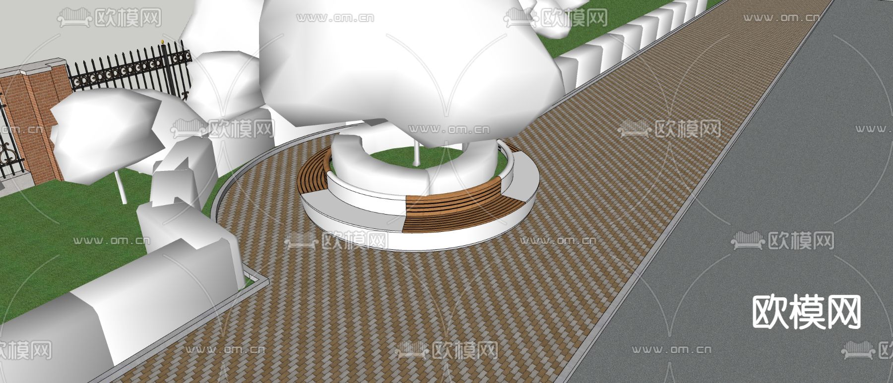 树池座椅su模型下载（渲染图2）