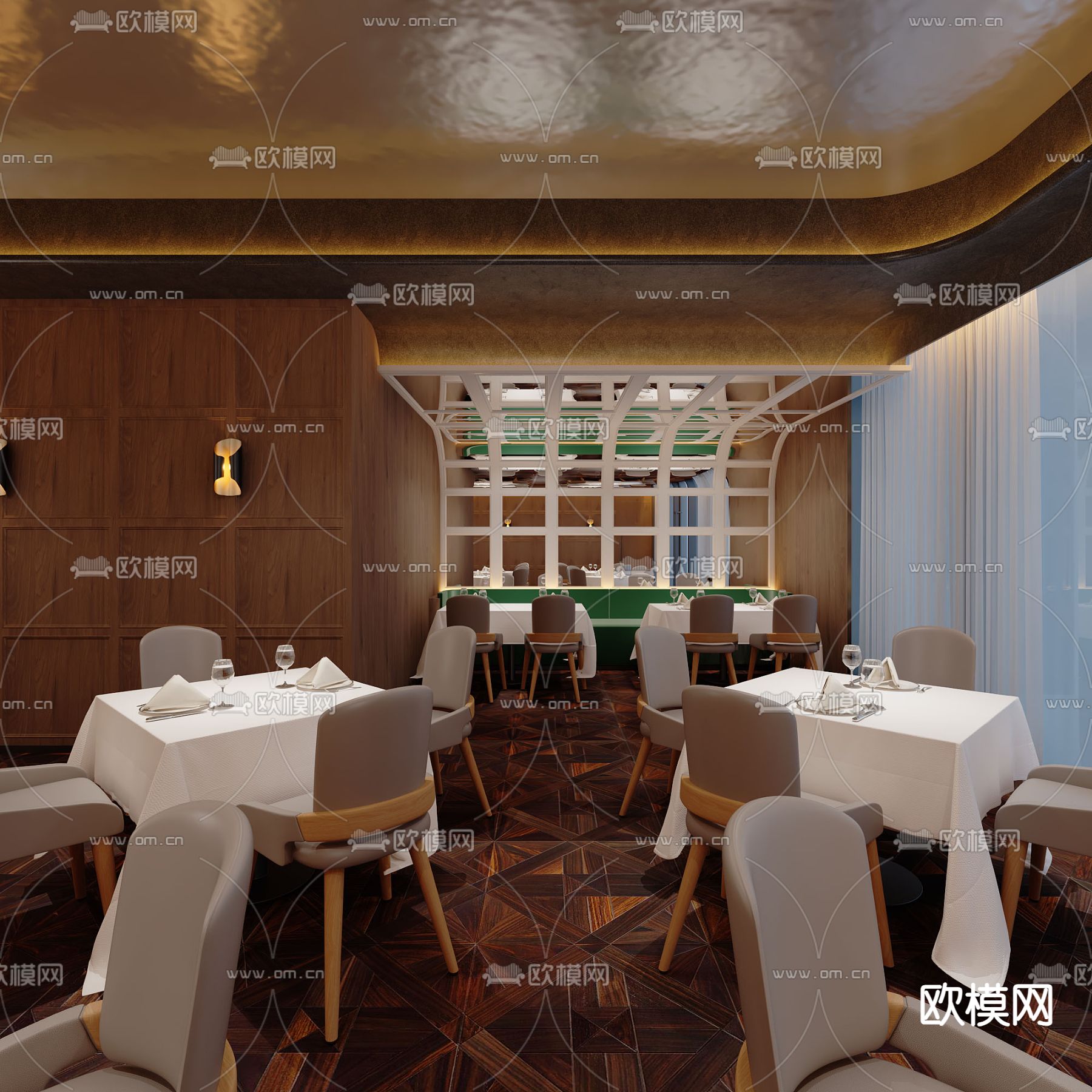 西餐厅3d模型下载（渲染图2）
