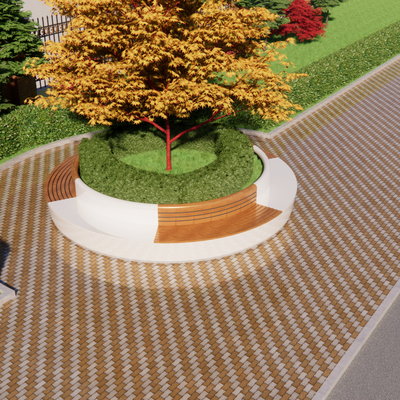  树池座椅su模型 