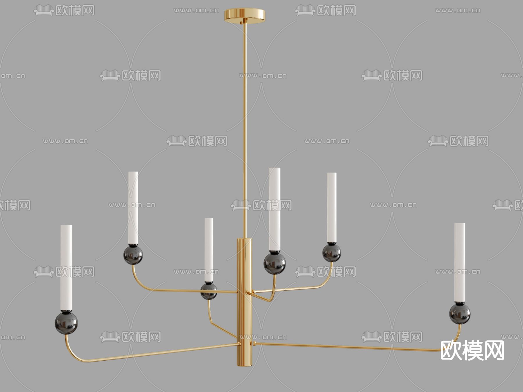 多头吊灯 金属吊灯su模型下载