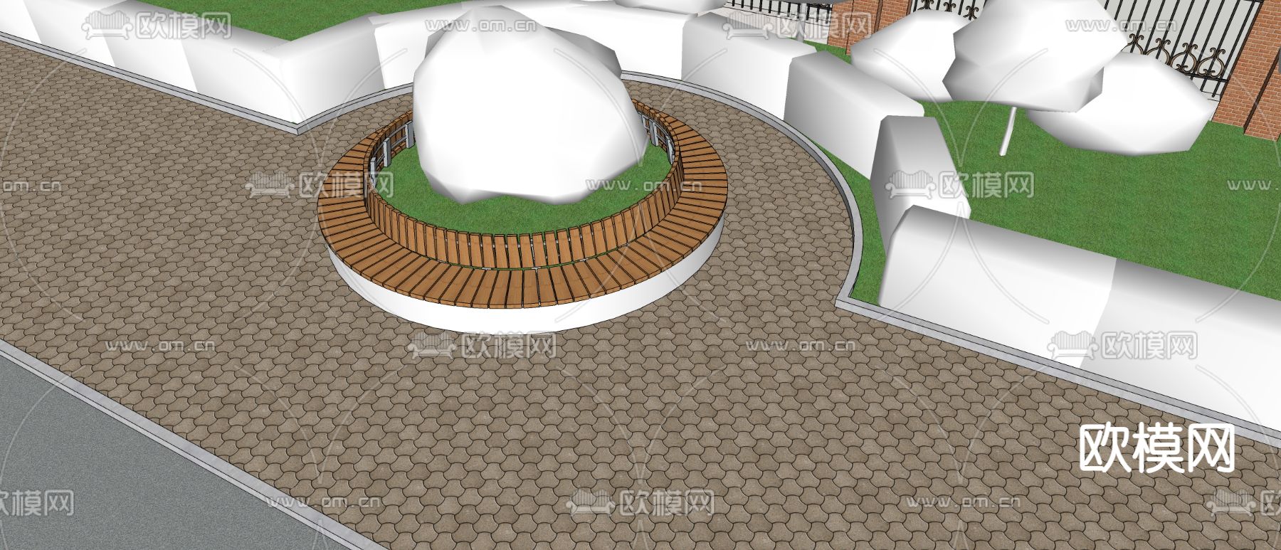 树池座椅su模型下载（渲染图2）