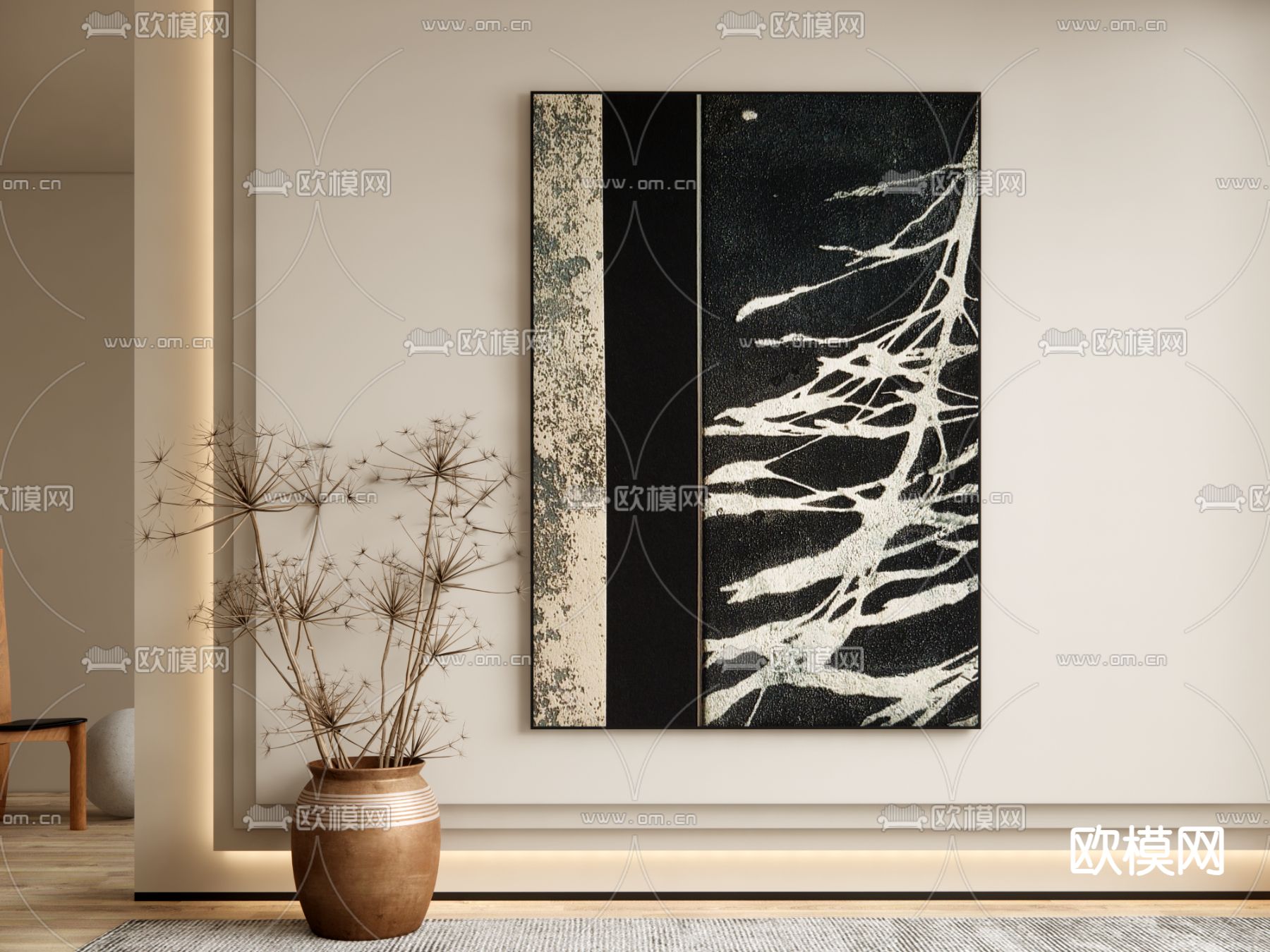 侘寂装饰画 挂画su模型下载（渲染图1）