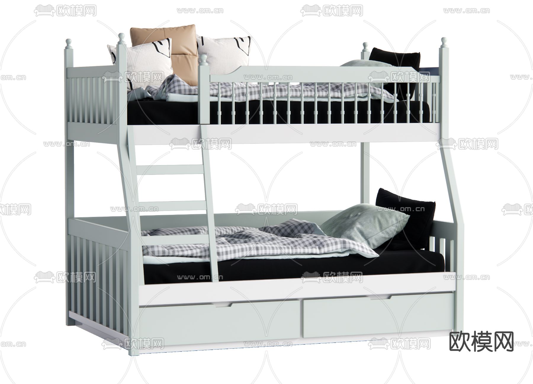 儿童上下床 双层床su模型下载（渲染图1）