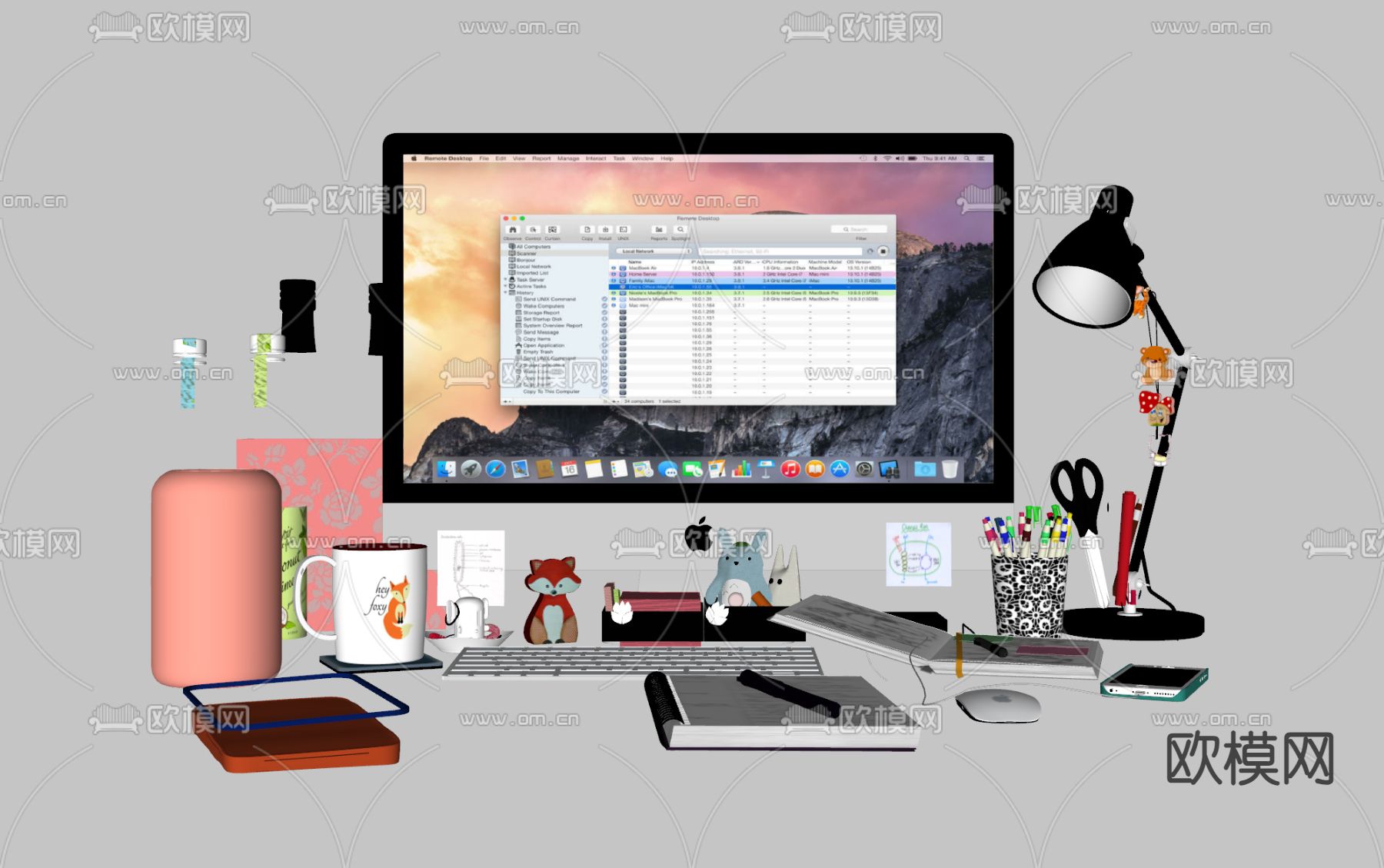 电脑 办公用品su模型下载（渲染图2）