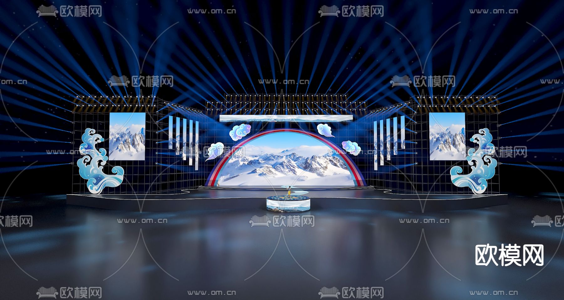 浪花舞台 藏式舞台3d模型下载（渲染图2）