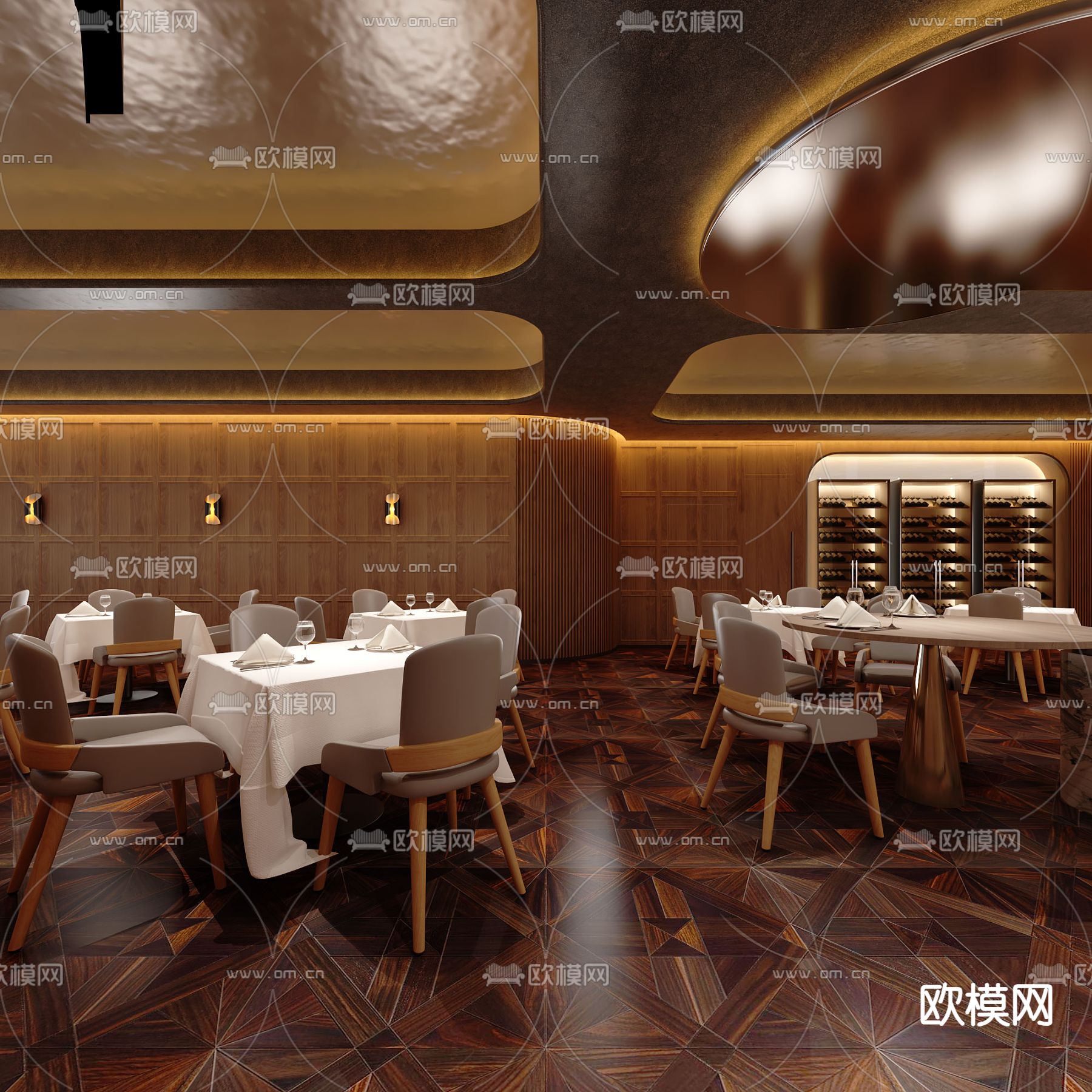 西餐厅3d模型下载（渲染图1）