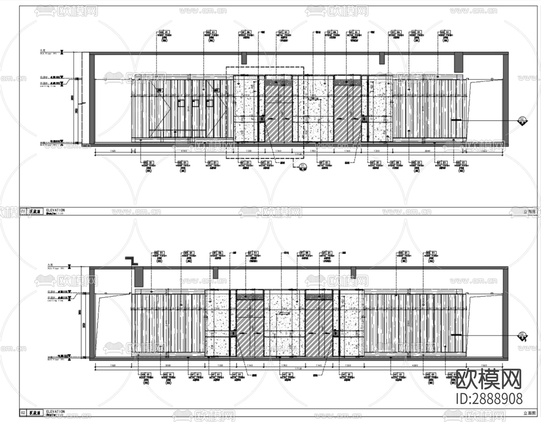 丹健国际-西安凯悦酒店标准层公区走廊cad施工图下载（渲染图7）